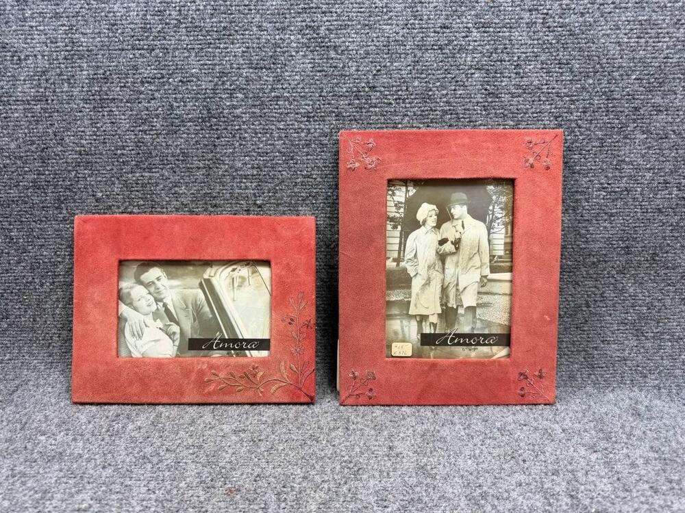 Vintage Amora Suede Photo Frame Set 4x6 5x7 Red Picture Frames Decor India